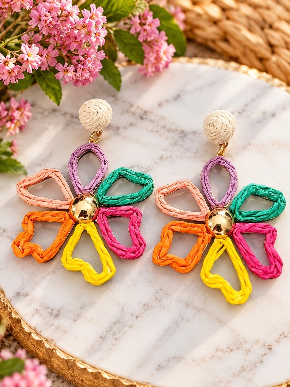 Multicolor Statement Flower Earrings